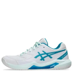 ASICS Sneakers & Athletic|Women's , GEL-Dedicate 8 Pickleball Shoe - Wide Width White/Teal Blue