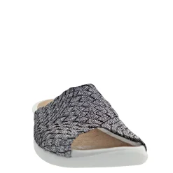 Bernie Mev Sandals|Women's , Bon Bon Sandal Black Shimmer Fabric