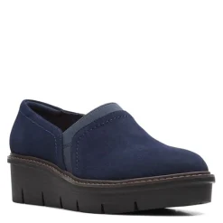 Clarks Slip-On Shoes|Women's , Airabell Mid Slip-On Navy Suede