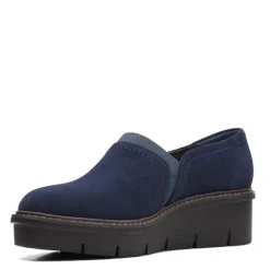 Clarks Slip-On Shoes|Women's , Airabell Mid Slip-On Navy Suede