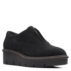 Clarks Loafers|Women's , Airabell Sky Slip-On Black Suede