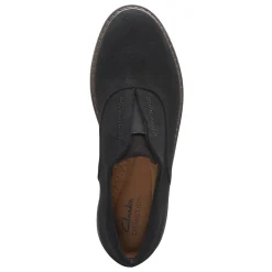 Clarks Loafers|Women's , Airabell Sky Slip-On Black Suede