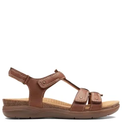Clarks Sandals|Women's , April Cove Sandal Dark Tan
