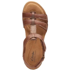 Clarks Sandals|Women's , April Cove Sandal Dark Tan