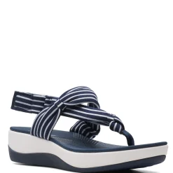 Clarks Wedges|Women's , Arla Nicole Sandal Navy White