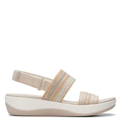 Clarks Wedges|Women's , Arla Stroll Sandal Beige Combi