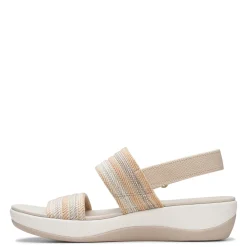 Clarks Wedges|Women's , Arla Stroll Sandal Beige Combi