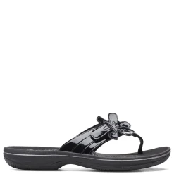 Clarks Sandals|Women's , Brinkley Flora Sandal Black Patent