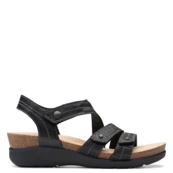 Clarks Wedges|Women's , Calenne Clara Sandal Black Combi
