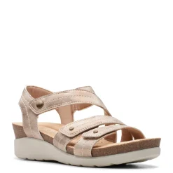 Clarks Wedges|Women's , Calenne Clara Sandal Bronze Metallic
