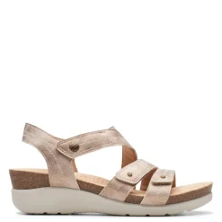 Clarks Wedges|Women's , Calenne Clara Sandal Bronze Metallic