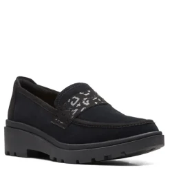 Clarks Loafers|Women's , Calla Ease Loafer Black Suede