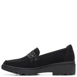 Clarks Loafers|Women's , Calla Ease Loafer Black Suede