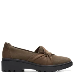 Clarks Loafers|Women's , Calla Style Loafer Olive Suede