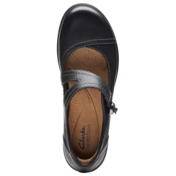 Clarks Flats|Women's , Carleigh Jane Slip-On Black