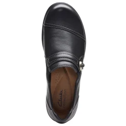 Clarks Flats|Women's , Carleigh Pearl Slip-On Black