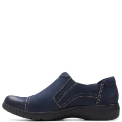 Clarks Loafers|Women's , Carleigh Ray Slip-On Navy Nubuck