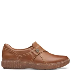 Clarks Loafers|Women's , Caroline Pearl Slip-On Dark Tan
