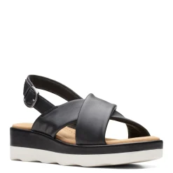 Clarks Wedges|Women's , Clara Cove Sandal Black