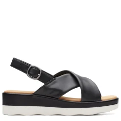 Clarks Wedges|Women's , Clara Cove Sandal Black