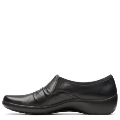 Clarks Flats|Women's , Cora Dusk Slip-On Black