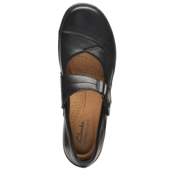Clarks Flats|Women's , Cora Gema Slip-On Black