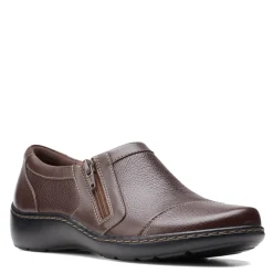 Clarks Flats|Women's , Cora Giny Slip-On Dark Brown