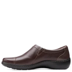 Clarks Flats|Women's , Cora Giny Slip-On Dark Brown
