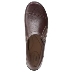 Clarks Flats|Women's , Cora Giny Slip-On Dark Brown