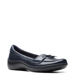 Clarks Flats|Women's , Cora Haley Slip-On Navy