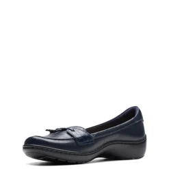Clarks Flats|Women's , Cora Haley Slip-On Navy