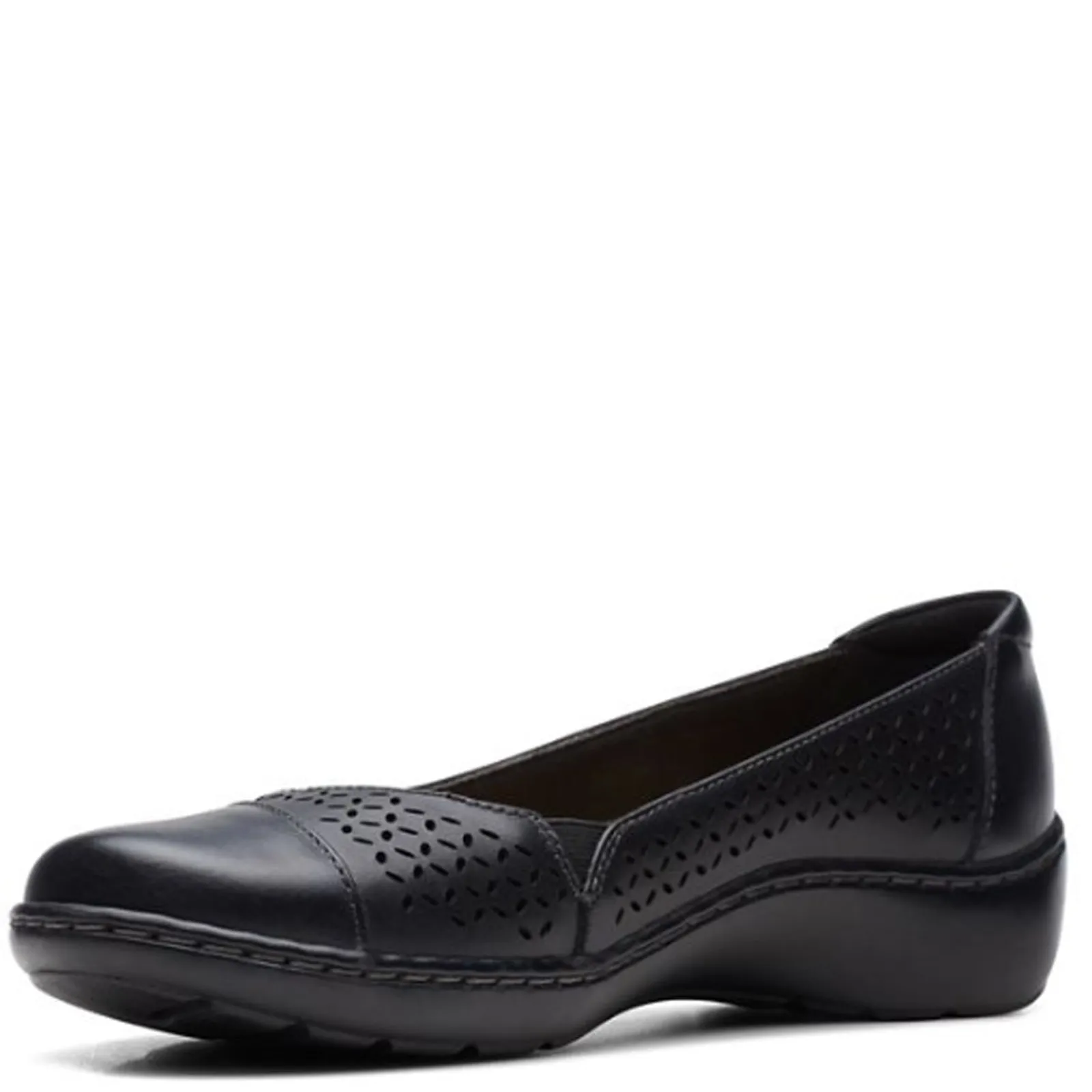 Clarks Flats|Women's , Cora Iris Slip-On Black