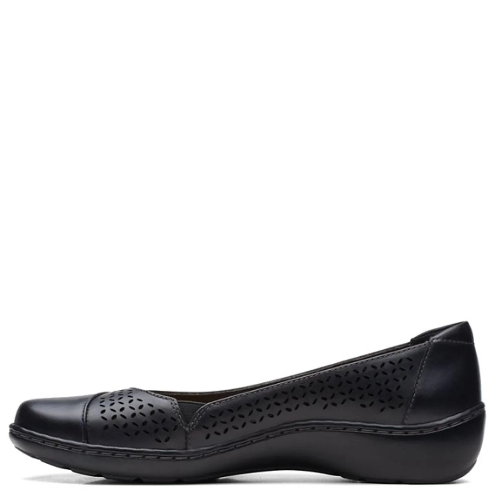 Clarks Flats|Women's , Cora Iris Slip-On Black