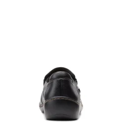 Clarks Loafers|Women's , Cora Poppy Slip-On Black Smooth