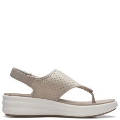 Clarks Wedges|Women's , Drift Blossom Sandal Taupe