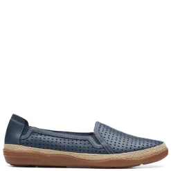 Clarks Flats|Women's , Elaina Ruby Slip-On Navy