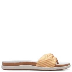 Clarks Sandals|Women's , Eliza June Sandal Golden Yellow/Off White Canvas