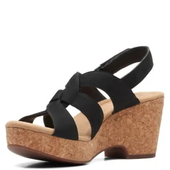 Clarks Pumps & Heels|Women's , Giselle Beach Sandal Black Nubuck