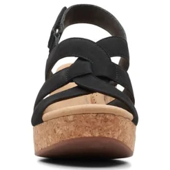 Clarks Wedges|Women's , Giselle Beach Sandal Black Nubuck