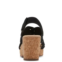 Clarks Wedges|Women's , Giselle Ivy Sandal Black Nubuck