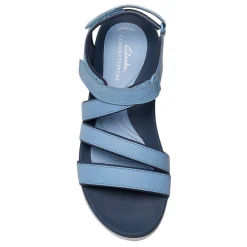 Clarks Wedges|Women's , Glide Hi Ella Sandal Denim