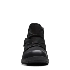 Clarks Boots|Women's , Hearth Faye Boot Black Nubuck