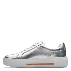 Clarks Sneakers & Athletic|Women's , Hollyhock Walk Sneaker Silver Leather