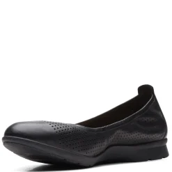 Clarks Slip-On Shoes|Women's , Jenette Ease Flat Black Leather