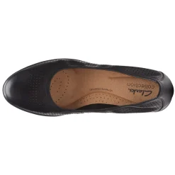 Clarks Slip-On Shoes|Women's , Jenette Ease Flat Black Leather