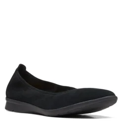 Clarks Slip-On Shoes|Women's , Jenette Ease Flat Black Suede