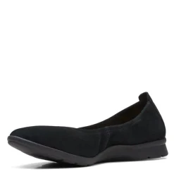 Clarks Slip-On Shoes|Women's , Jenette Ease Flat Black Suede