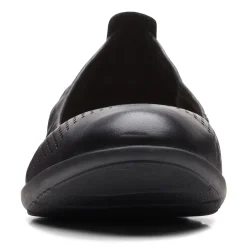 Clarks Flats|Women's , Jenette Ease Flat Black Leather