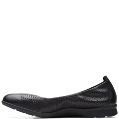Clarks Flats|Women's , Jenette Ease Flat Black Leather