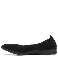 Clarks Flats|Women's , Jenette Ease Flat Black Suede